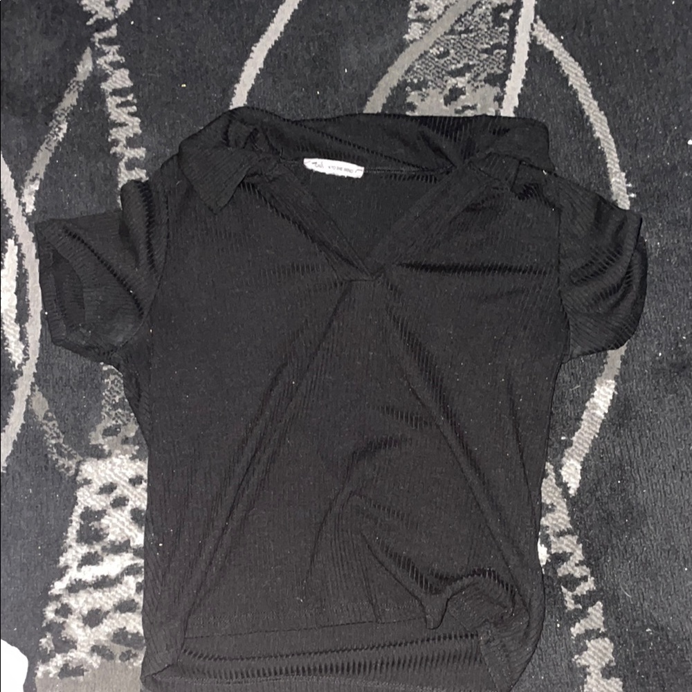 Caution To The Wind Black Ribbed Top